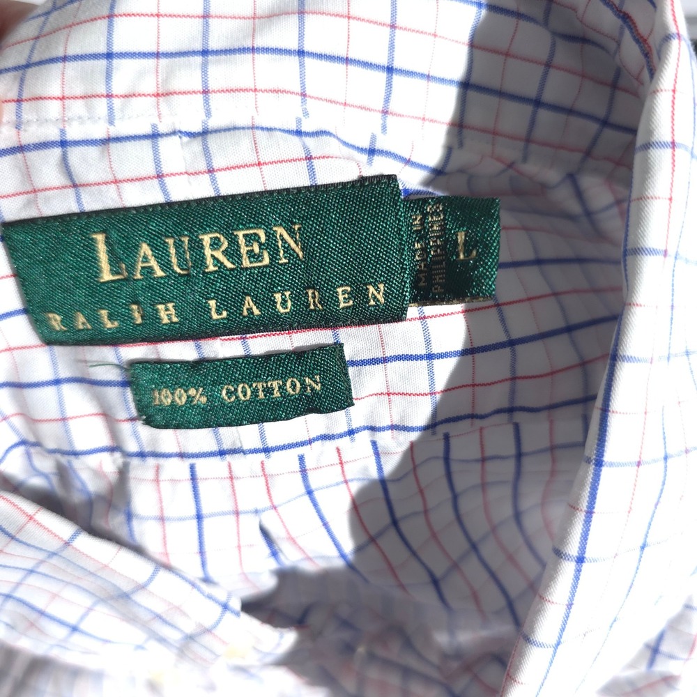 Lauren Ralph Lauren Mens L Button Down Short Sleeve Plaid Shirt Casual Designer - Picture 8 of 11